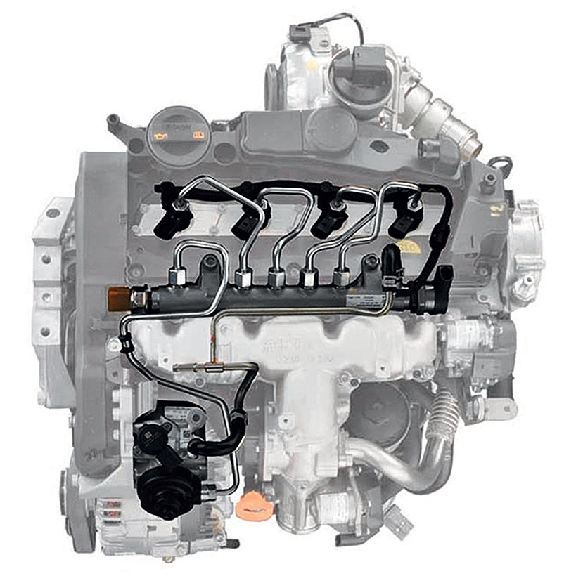 Пример размещения Common Rail на двигателе