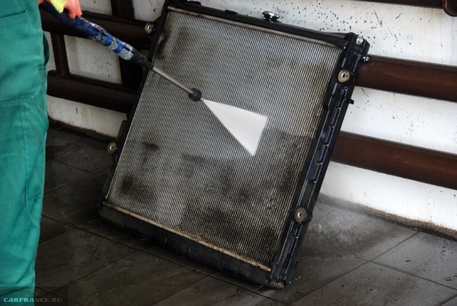 Чистка радиатора охлаждения от мусора