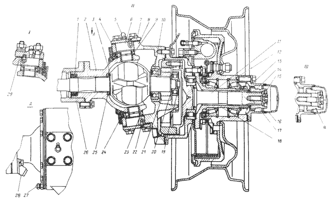 Устройство поворотной цапфа переднего военного моста УАЗ