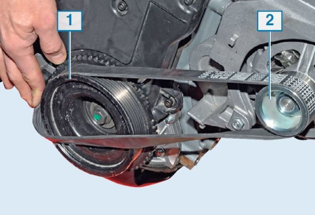 Монтаж ремня генератора, первый шаг