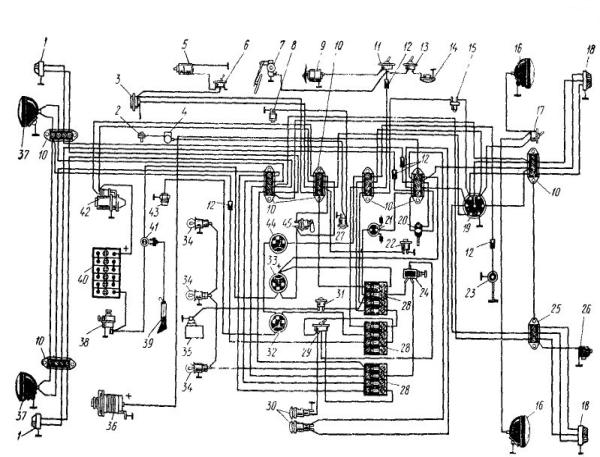 Электросхема оборудования трактора ЮМЗ-6