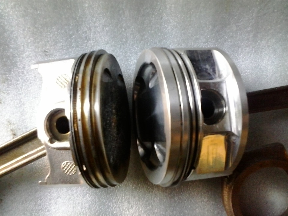 Сравнение старого и нового поршня